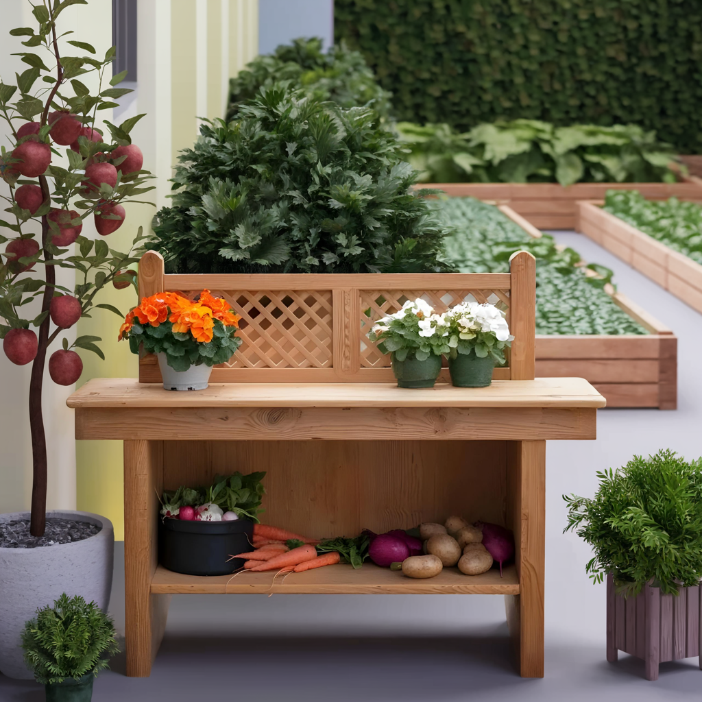 Rustic Garden Potting Bench For Outdoor Gardening