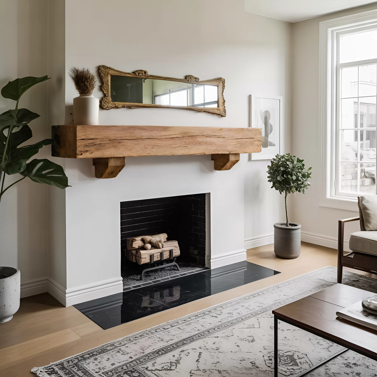Rustic Fireplace Mantel Beam For Living Room