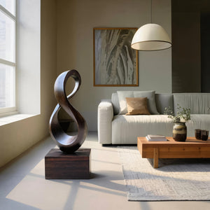 Farmhouse Large Wooden Sculpture For Living Room Accent