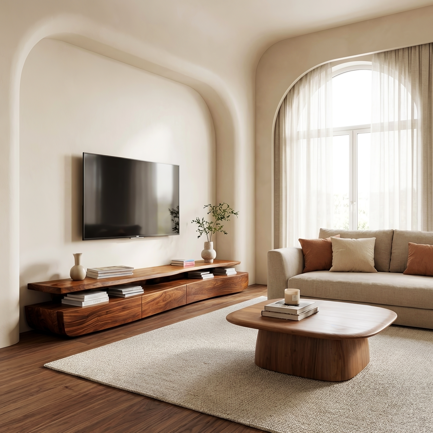 Contemporary TV Cabinet Functional Storage Drawers For Home