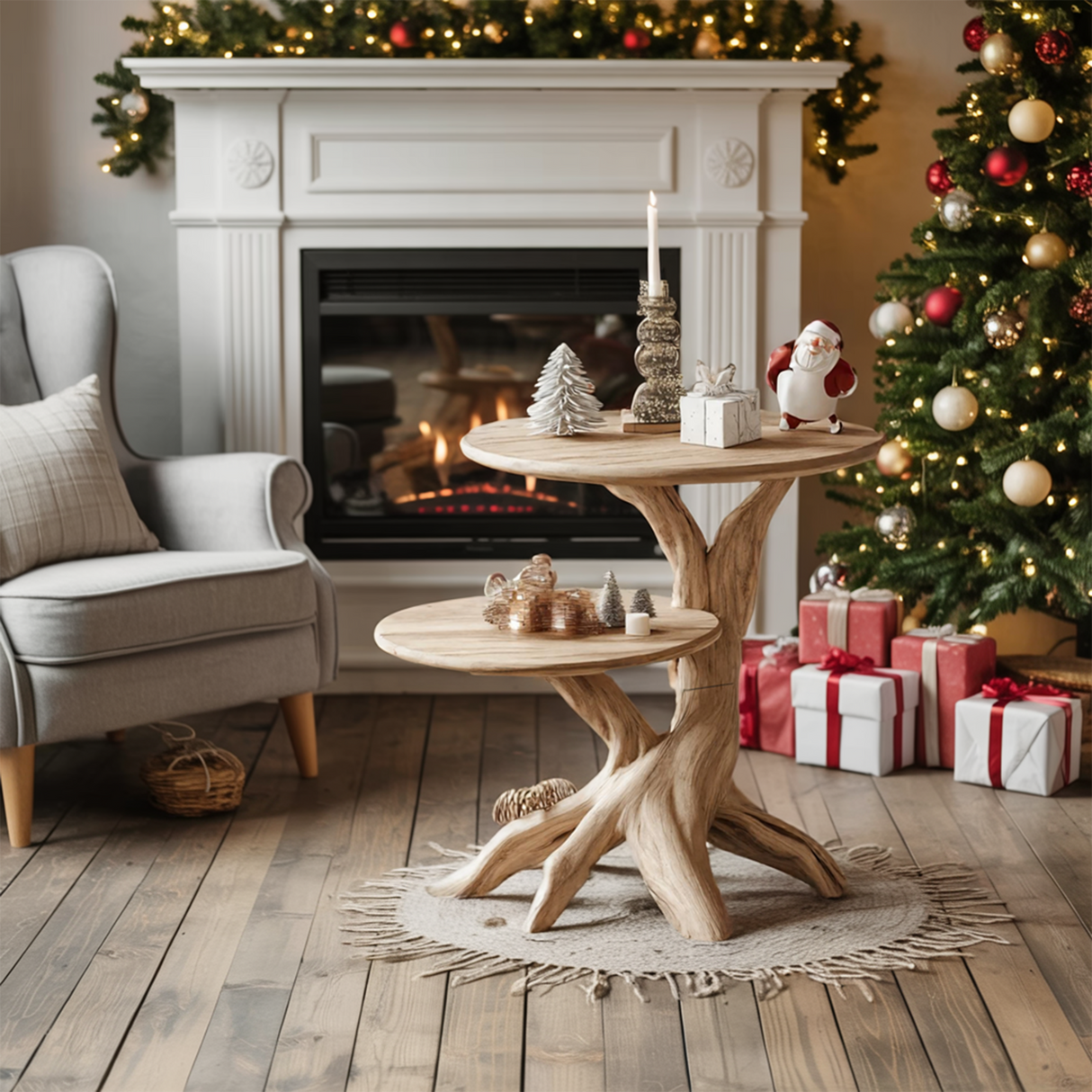 Mid Century Solid Wood End Table For Living Room Holiday Furniture