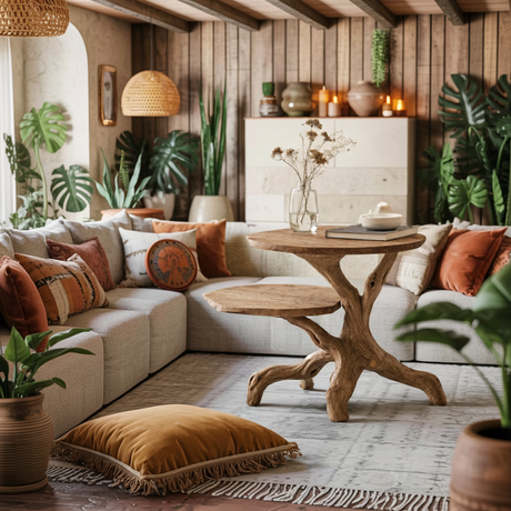Rustic Round End Table Cozy Living Room Style