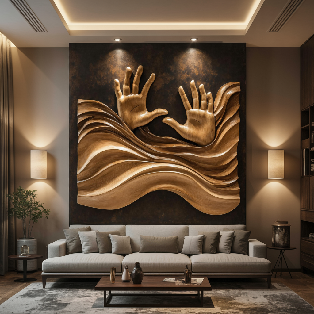 Rustic Wood Wall Sculpture For Living Room Cozy Style