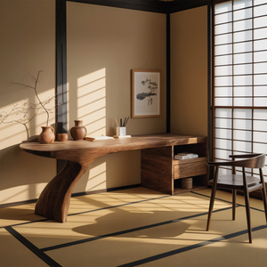 Modern Desk With Sculptural Single-Leg For Home Office