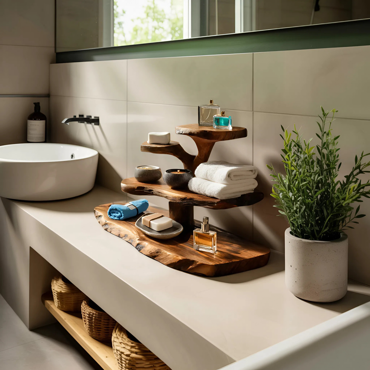 Luxury Curved Bathroom Shelf Tiered Stand For Bathroom Decor