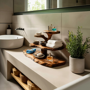 Luxury Curved Bathroom Shelf Tiered Stand For Bathroom Decor