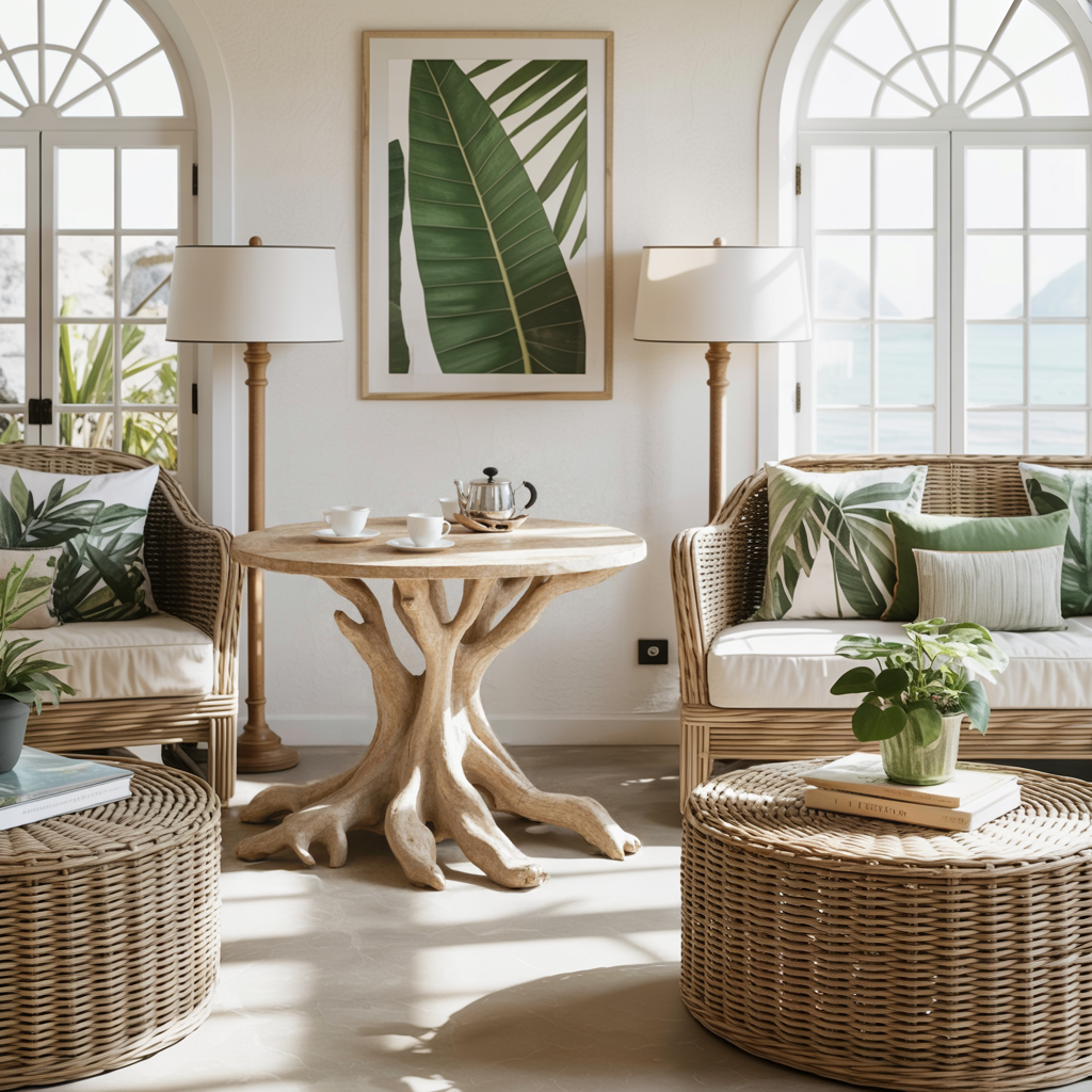 Farmhouse Round End Table Small Space Solution