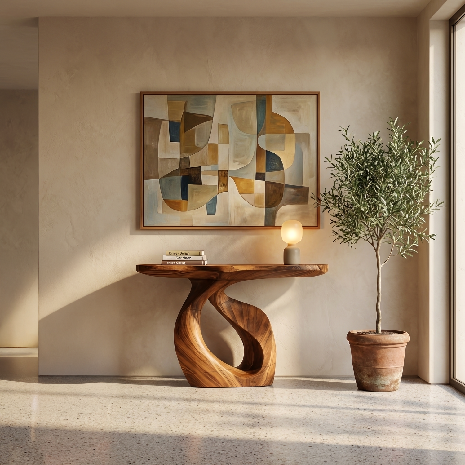 Handcrafted Solid Wood Console Table Organic Design For Entryway Decor
