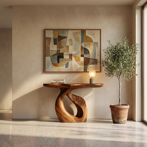 Handcrafted Solid Wood Console Table Organic Design For Entryway Decor