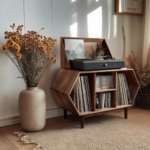 Farmhouse Solid Wood Record Stand For Entryway Furniture Decor