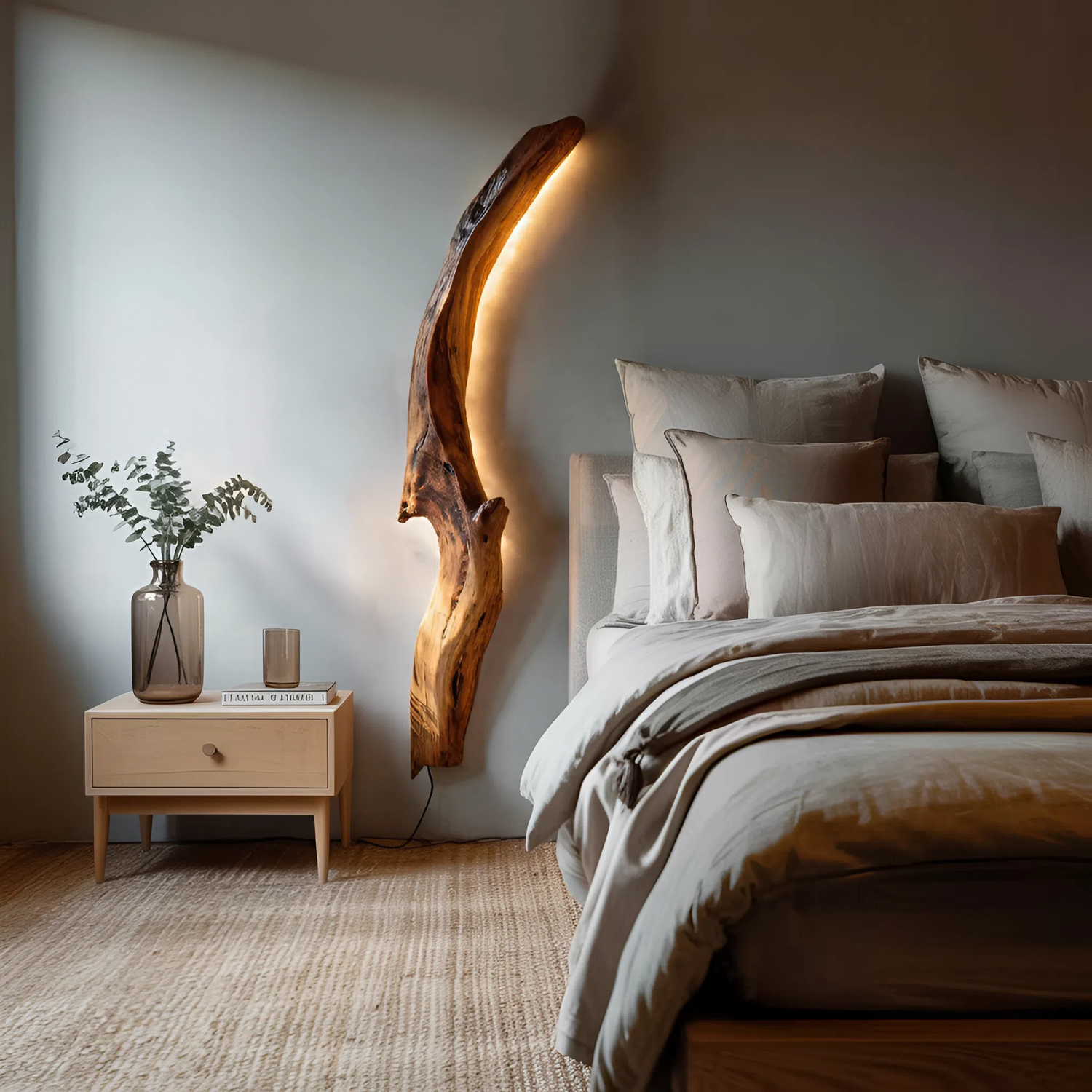 Organic Wall Sconce Curved For Bedroom Or Entryway Decor