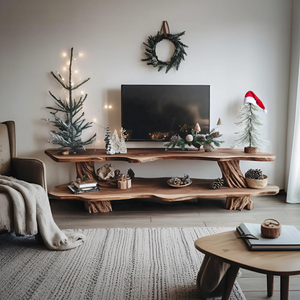 Modern Wooden Live Edge TV Console For Holiday Furniture Decor