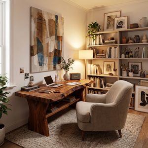 Handcrafted Wooden Live Edge Desk For Living Room Interior