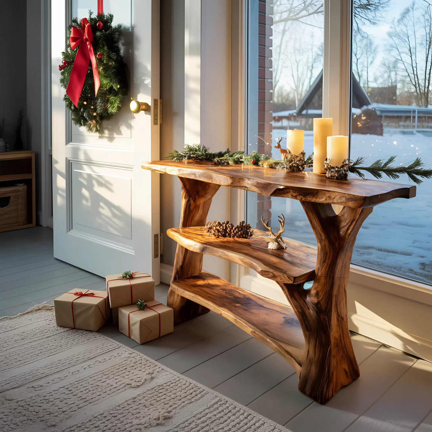 Handcrafted Live Edge Entryway Table For Christmas Bedroom Furniture Decor