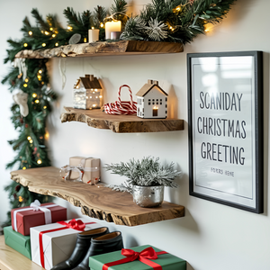 Mid Century Wooden Floating Shelf For Christmas Living Room Decor