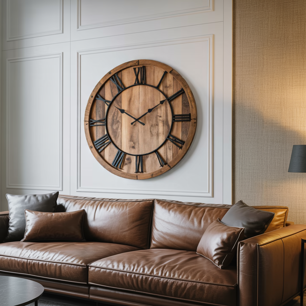 Oversized Rustic Wall Clock With Roman Numerals For Living Room And Entryway