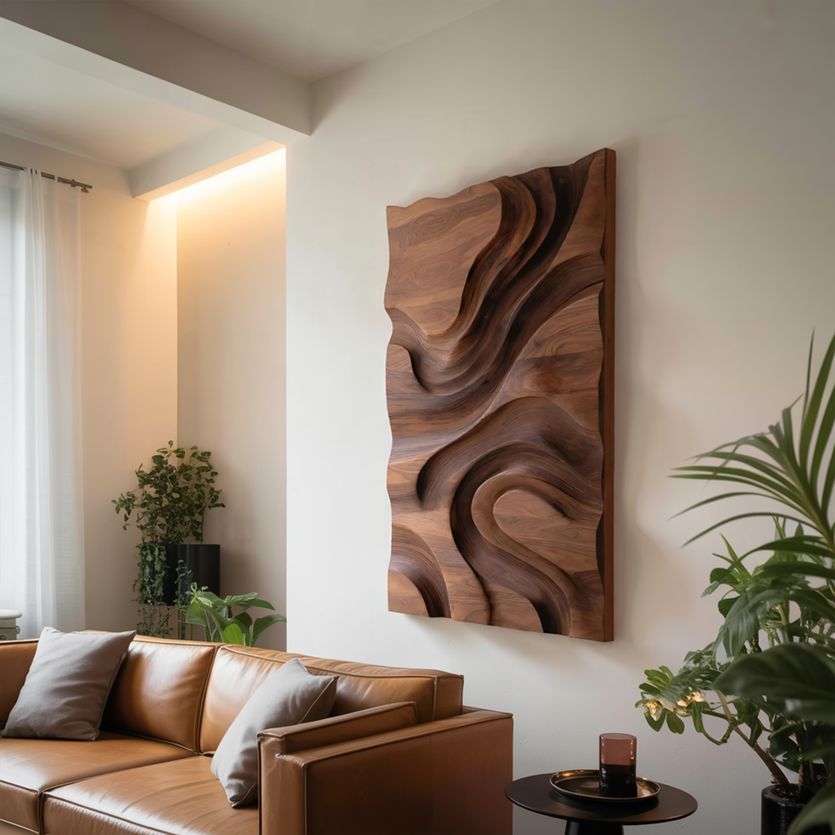 Modern Organic Wall Art Panel For Living Room Decor – ET Woodcrafts