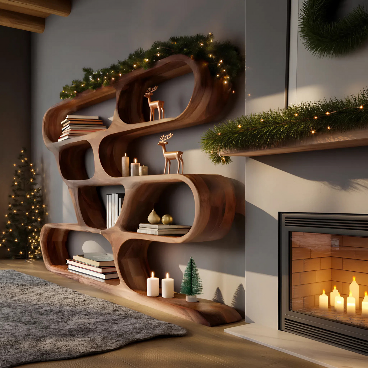 Modern Curved Shelf For Holiday Decoration