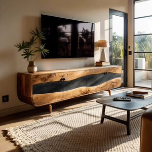 Handcrafted Wooden Live Edge TV Stand For Furniture Decor
