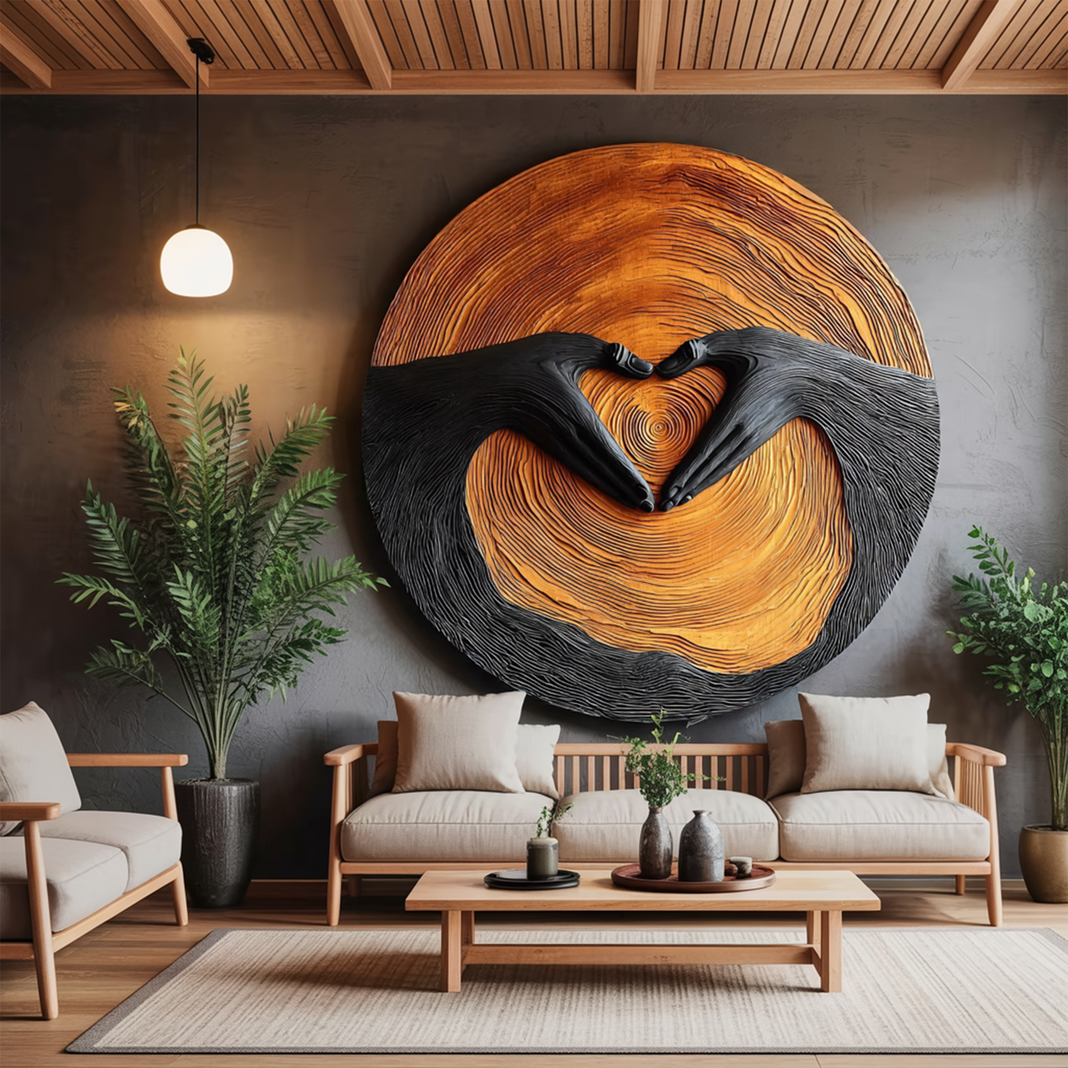 Mid Century Solid Wood 3D Sculpture For Living Room Decoration