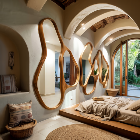 Sculptural Wall Mirror Set For Modern Entryway And Living Room