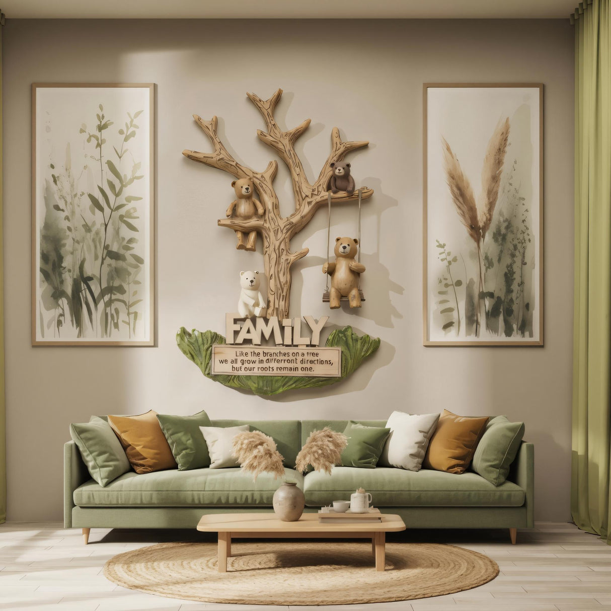 Rustic Bear Family Wall Art For Living Room Nursery Or Entryway