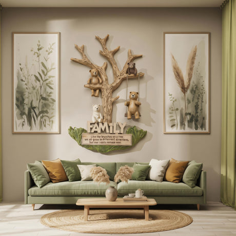 Rustic Bear Family Wall Art For Living Room Nursery Or Entryway