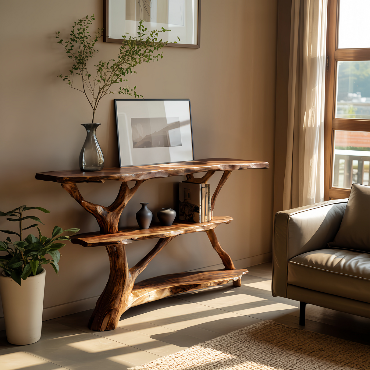 Farmhouse Solid Wood Console Table For Modern Rustic Furniture Style