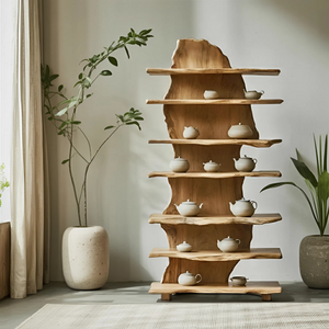 Rustic Solid Wood Standing Shelf For Entryway Design Ideas