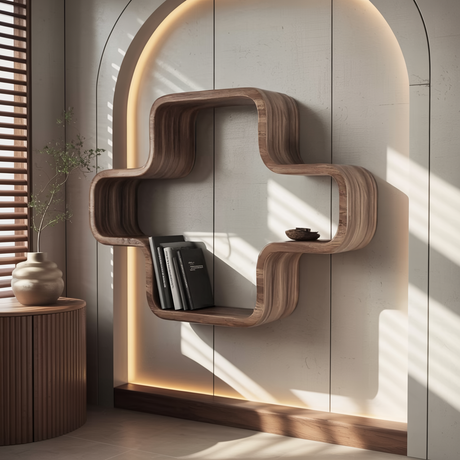 Modern Geometric Wall Mounted Bookshelf For Living Room And Office