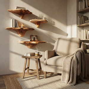 Mid Century Live Edge Mushroom Shelf For Stylish Furniture Decor