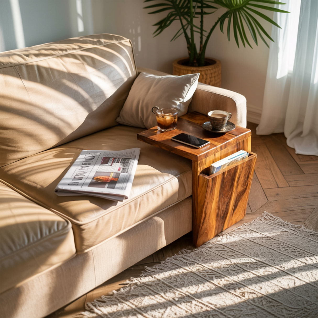 Handcrafted Live Edge Armrest For Unique Sofa Style