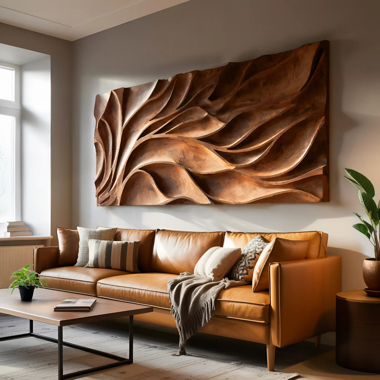 Abstract Carved Wall Art Sculpture For Living Room Decor