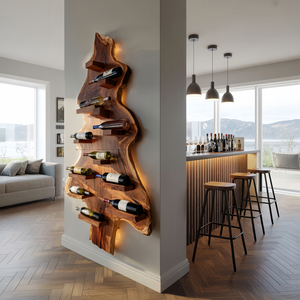Mid Century Solid Wood Wine Rack For Entryway Furniture Style
