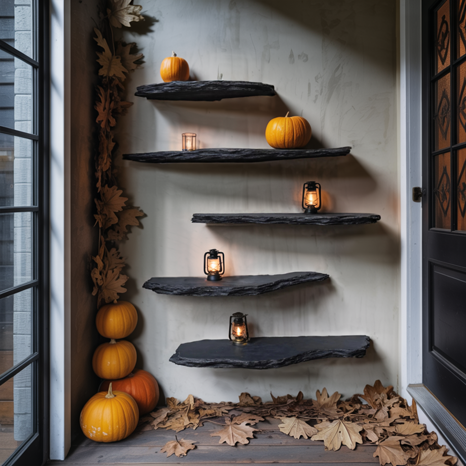 Farmhouse Live Edge Floating Shelf For Living Room Warm Halloween Accent