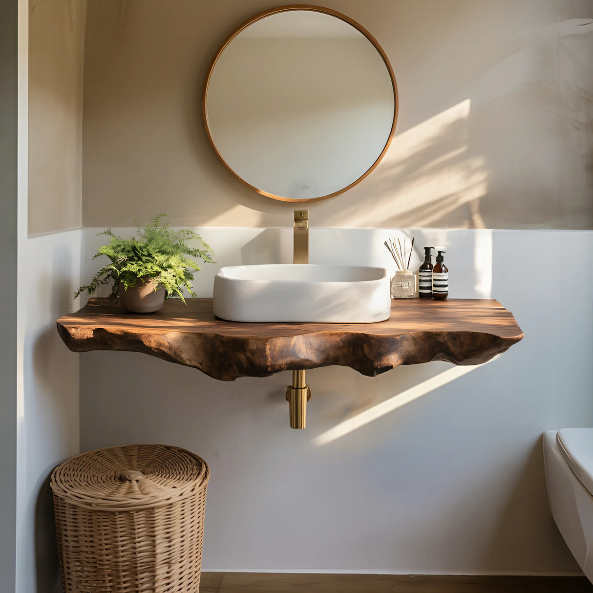 Farmhouse Bathroom Vanity In Solid Oak Wood Style