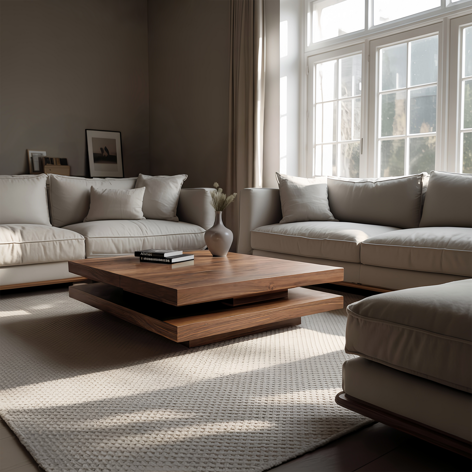 Modern Rustic Wooden Live Edge Coffee Table For Living Room