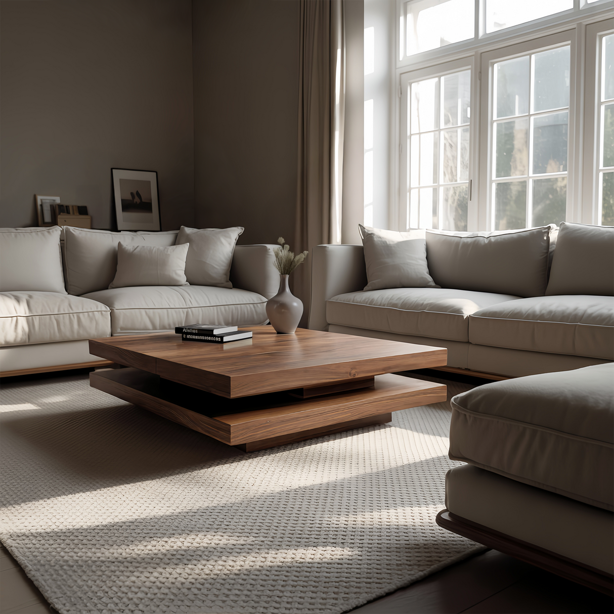 Modern Rustic Wooden Live Edge Coffee Table For Living Room