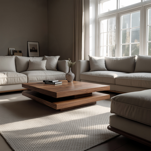 Modern Rustic Wooden Live Edge Coffee Table For Living Room