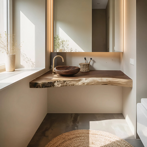 Solid Wood Floating Vanity For Farmhouse Bathroom