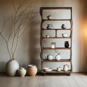 Mid Century Wooden Open Shelf For Living Room Furniture Decor