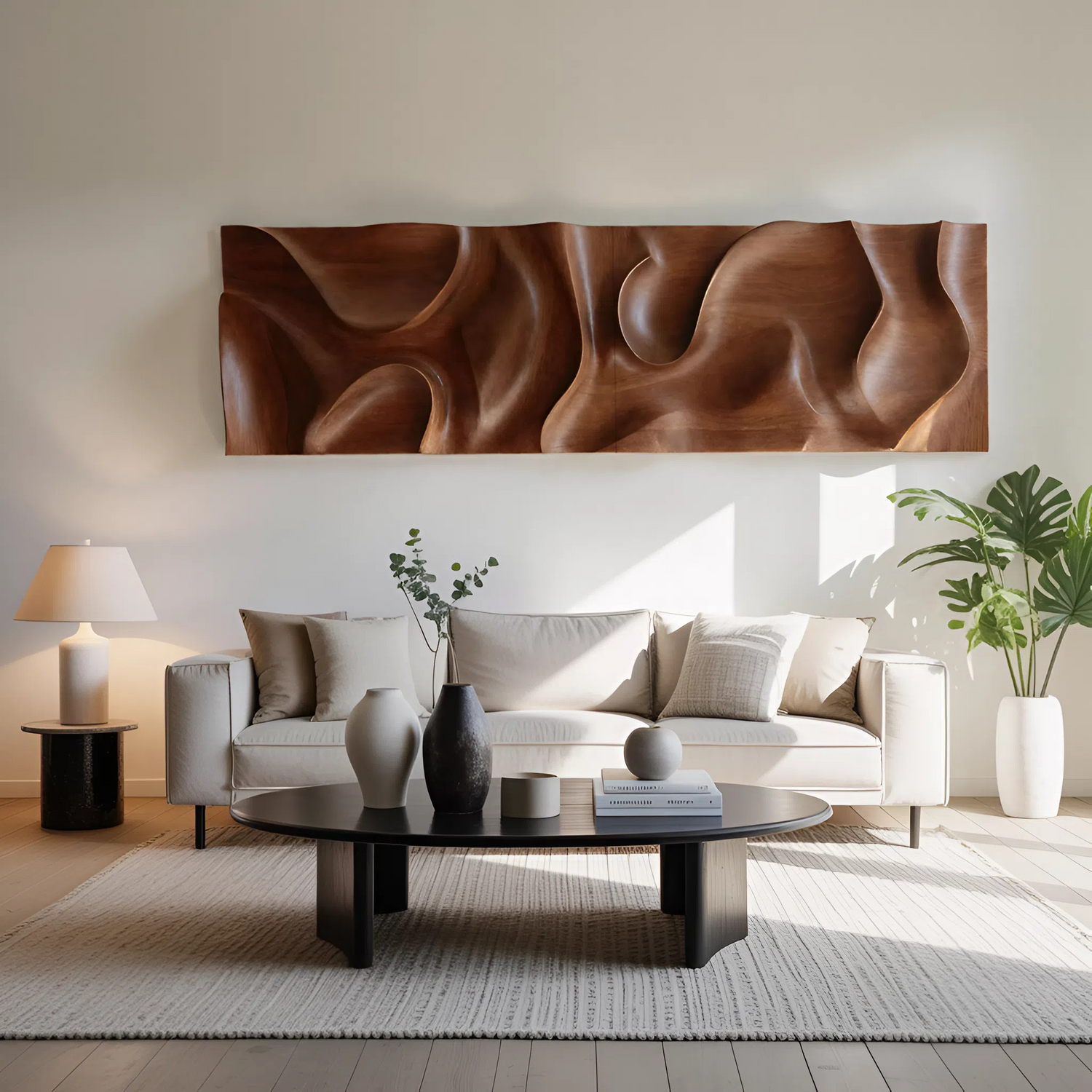 Minimalist Wall Art With 3D Carved For Living Room
