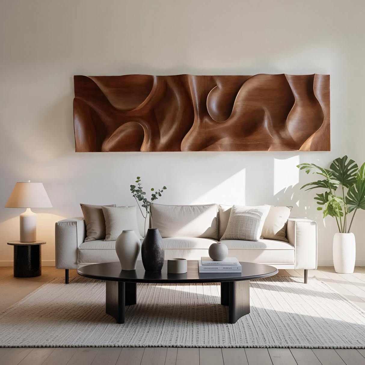 Minimalist Wall Art With 3D Carved For Living Room