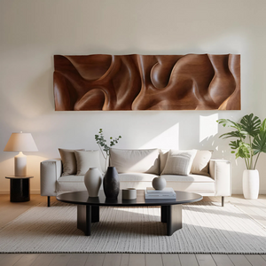 Minimalist Wall Art With 3D Carved For Living Room