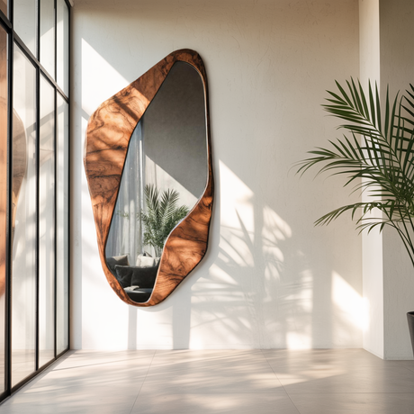 Organic Modern Wall Mirror With Irregular Frame For Living Room And Entryway