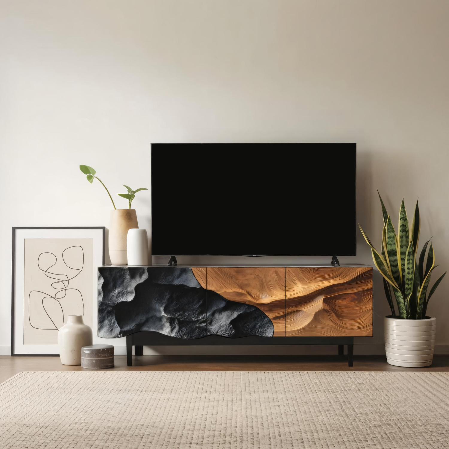 Farmhouse TV Console For Entryway Furniture Style
