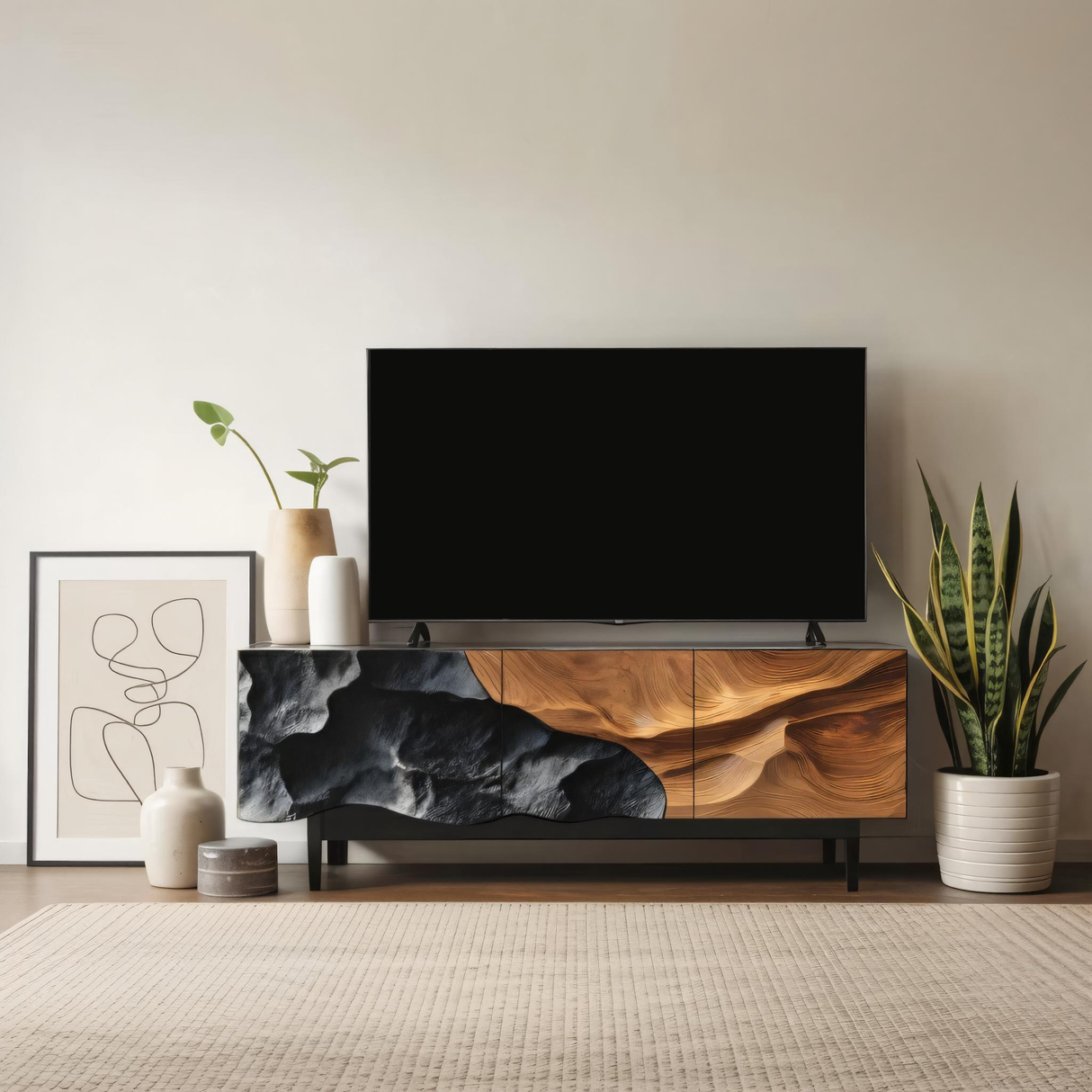 Farmhouse TV Console For Entryway Furniture Style