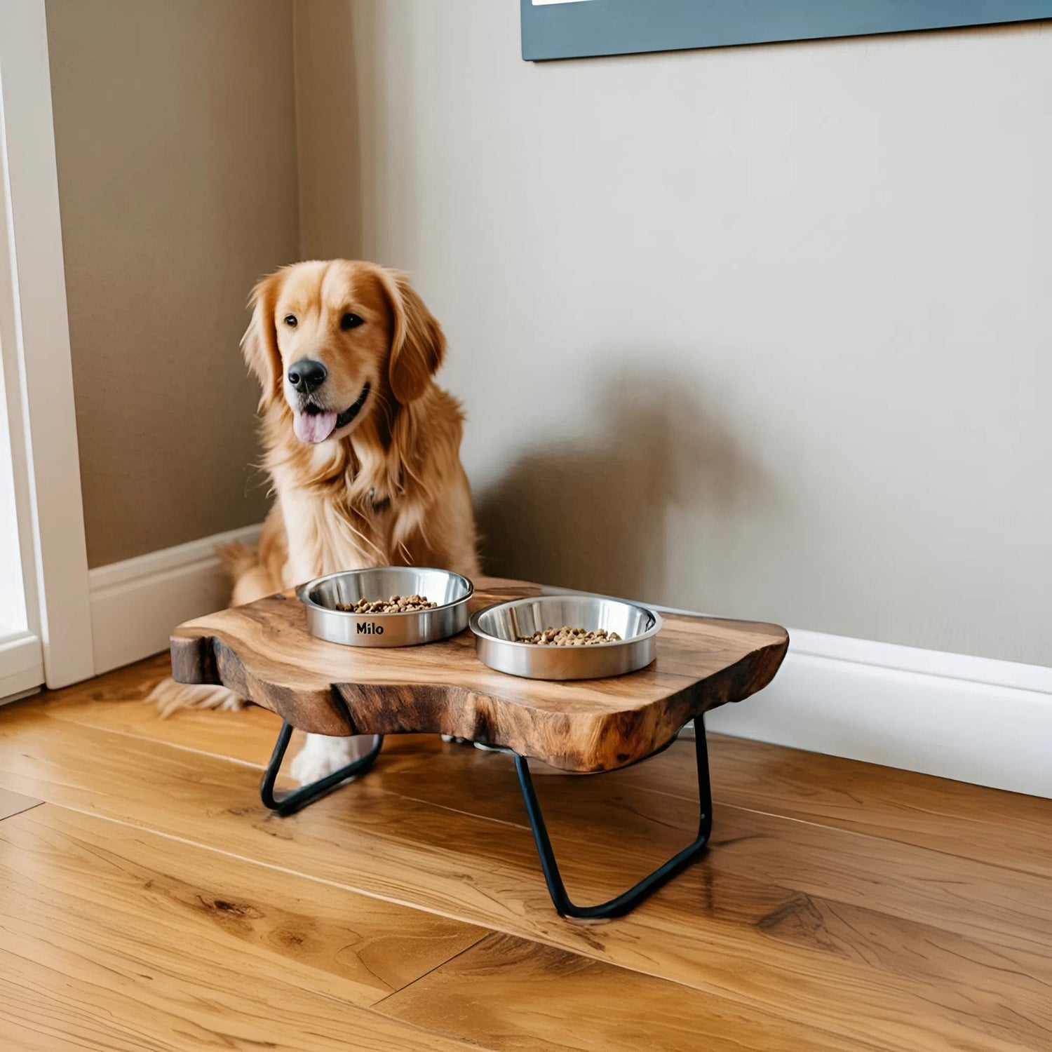 Handcrafted Wooden Dog Bowl Feeder For Pet Owners