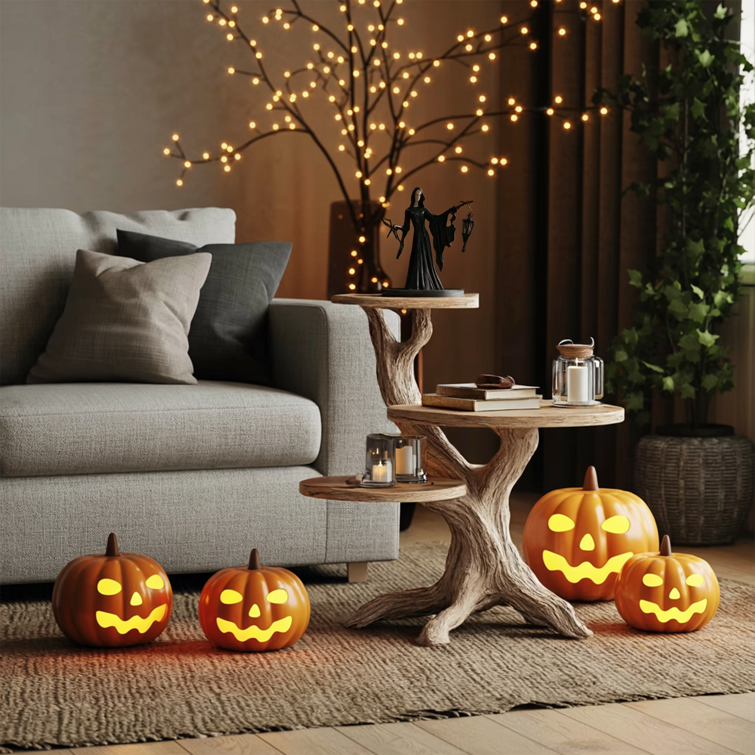 Mid Century Round End Table For Entryway Design Gothic Halloween Decor