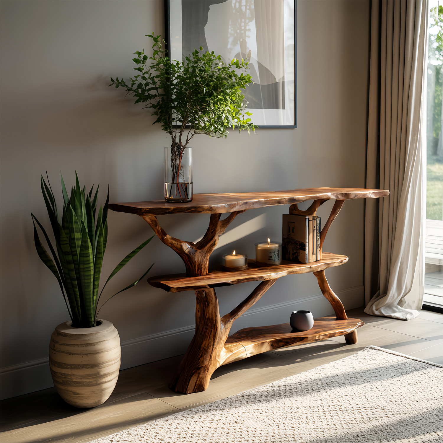Farmhouse Solid Wood Console Table For Modern Rustic Furniture Style